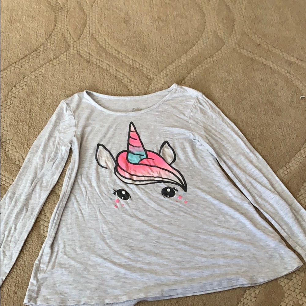 Unicorn grey and rainbow shirt